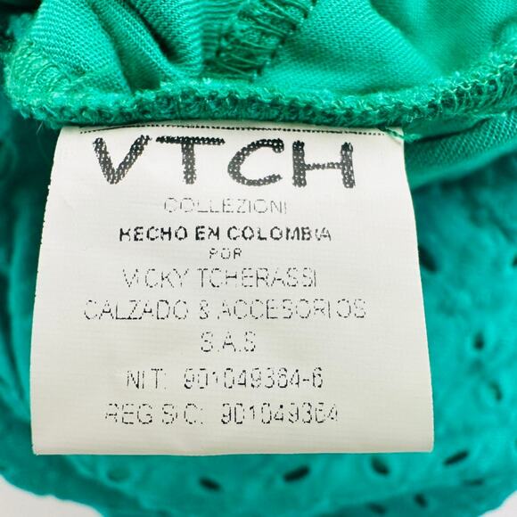 Vicky Tcherassi Green Eyelet Shorts Size Small High Waist Dressy Beach Vacation - Picture 5 of 7